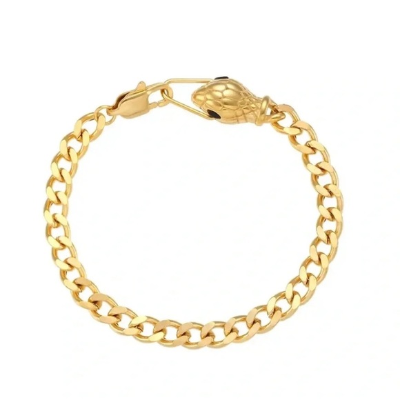 Serpenti Black Eyes Snake 18K Gold Stainless Steel Waterproof Chain Bracelet - Picture 8 of 15